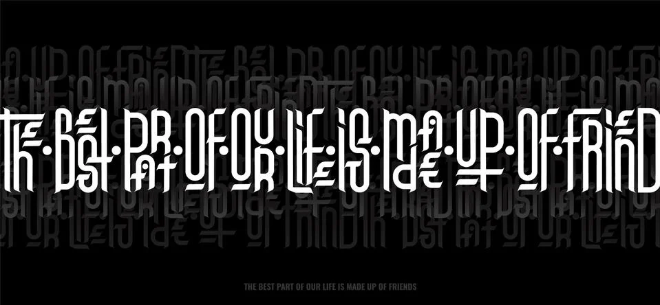 Vector calligraphic lettering template in gothic style on black background Stock Illustration