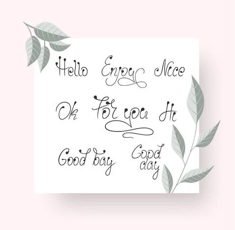 Vector calligraphic lettering template for messages with presentation on pink Illustrazione stock