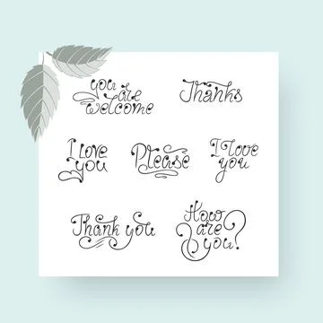 Vector calligraphic lettering template for messages with presentation on turq Stock Illustration