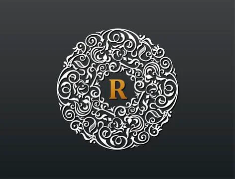 Vector calligraphic logo template. Luxury retro label Stock Illustration