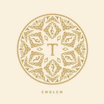 Vector calligraphic logo template. Luxury retro label Illustrazione stock