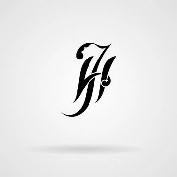 Vector calligraphic monogram. Letters in the minimalist style Stock Illustration