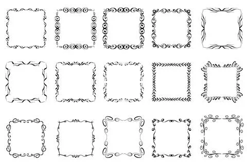 Vector Calligraphic Ornamental Frames Collection. Elegant retro flourish design Stock Illustration