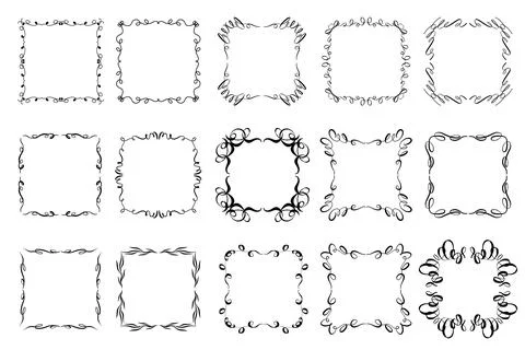 Vector Calligraphic Ornamental Frames Collection. Elegant retro flourish design Stock Illustration