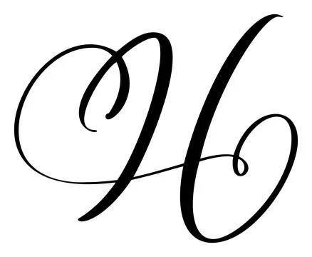 Vector calligraphy hand drawn capital letter H logo. Script font. Handwritten Illustrazione stock