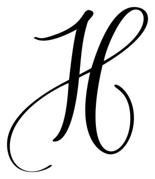 Vector calligraphy hand drawn capital letter H logo. Script font. Handwritten Stock Illustration