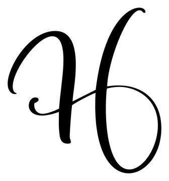 Vector calligraphy hand drawn capital letter H logo drop cap. Script font Stockillustratie