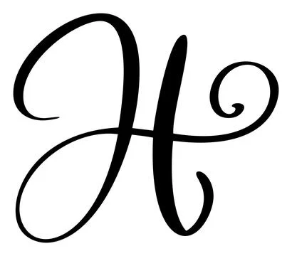 Vector calligraphy hand drawn capital letter H. Script font logo icon Illustrazione stock