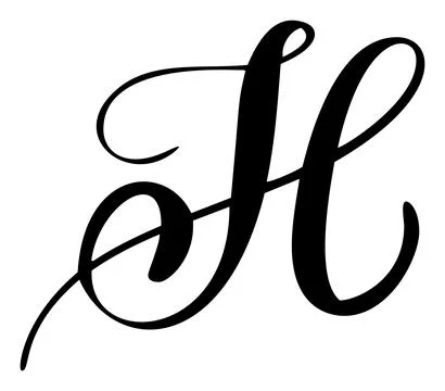 Vector calligraphy hand drawn capital letter H. Script font logo icon Stockillustratie