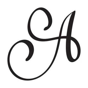 Vector calligraphy hand drawn letter A. Script font icon. Handwritten brush Stock Illustration