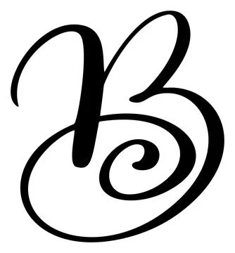 Vector calligraphy hand drawn letter B logo. Script font. Handwritten brush Illustrazione stock