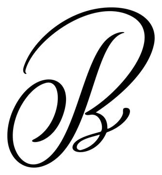 Vector calligraphy hand drawn letter B logo. Script font. Handwritten brush Stock Illustration