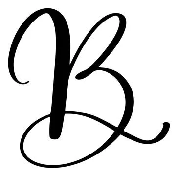Vector calligraphy hand drawn letter B logo. Script font icon. Handwritten brush Illustrazione stock