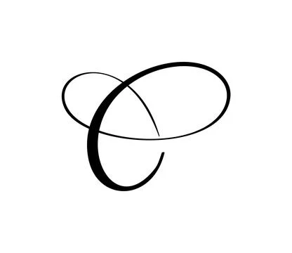 Vector calligraphy hand drawn letter C logo. Script font. Handwritten brush Stock Illustration