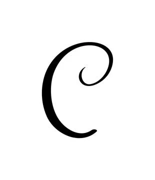 Vector calligraphy hand drawn letter C logo. Script font. Handwritten brush Illustrazione stock