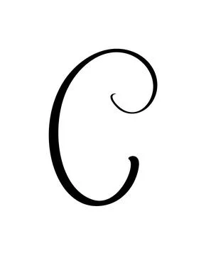 Vector calligraphy hand drawn letter C logo. Script font. Handwritten brush Stock Illustration
