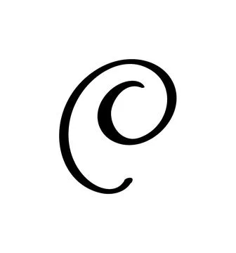 Vector calligraphy hand drawn letter C. Script font logo icon. Handwritten brush Illustrazione stock