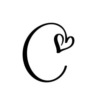 Vector calligraphy hand drawn letter C logo. Script font. Handwritten brush Illustrazione stock