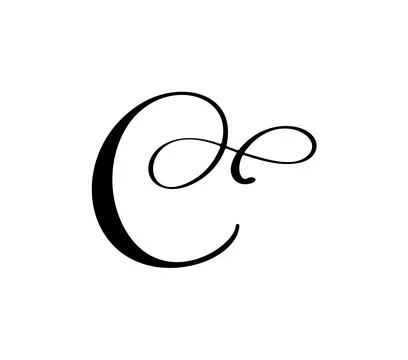 Vector calligraphy hand drawn letter C. Script font logo icon. Handwritten brush Stock Illustration