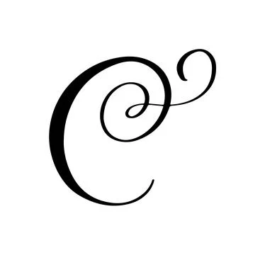 Vector calligraphy hand drawn letter C logo. Script font. Handwritten brush Illustrazione stock