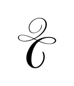 Vector calligraphy hand drawn letter C. Script font logo icon. Handwritten brush 스톡 일러스트