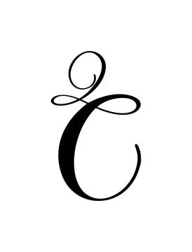 Vector calligraphy hand drawn letter C logo. Script font. Handwritten brush 스톡 일러스트
