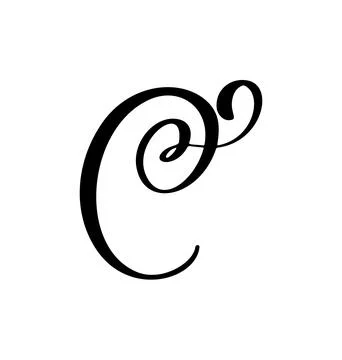 Vector calligraphy hand drawn letter C. Script font logo icon. Handwritten brush Illustrazione stock
