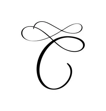 Vector calligraphy hand drawn letter C. Script font logo icon. Handwritten brush イラスト素材