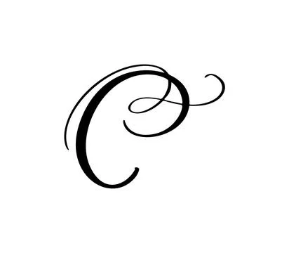 Vector calligraphy hand drawn letter C. Script font logo icon. Handwritten brush Illustrazione stock