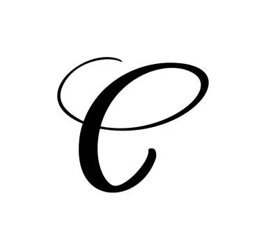 Vector calligraphy hand drawn letter C logo. Script font. Handwritten brush Illustrazione stock