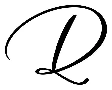 Vector calligraphy hand drawn letter D logo. Script font. Handwritten brush Illustrazione stock