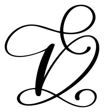 Vector calligraphy hand drawn letter D. Script font logo icon. Handwritten brush Illustrazione stock