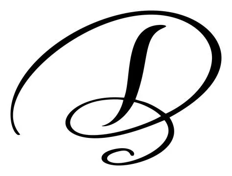 Vector calligraphy hand drawn letter D. Script font logo icon. Handwritten brush Stock Illustration