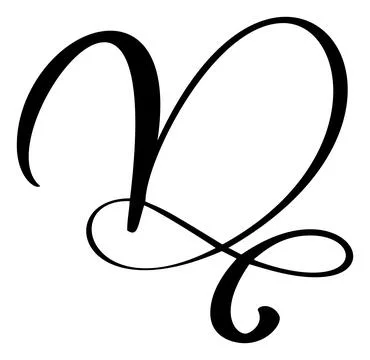 Vector calligraphy hand drawn letter D. Script font logo icon. Handwritten brush Illustrazione stock