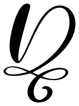 Vector calligraphy hand drawn letter D logo. Script font. Handwritten brush Illustrazione stock