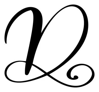 Vector calligraphy hand drawn letter D logo. Script font. Handwritten brush Illustrazione stock