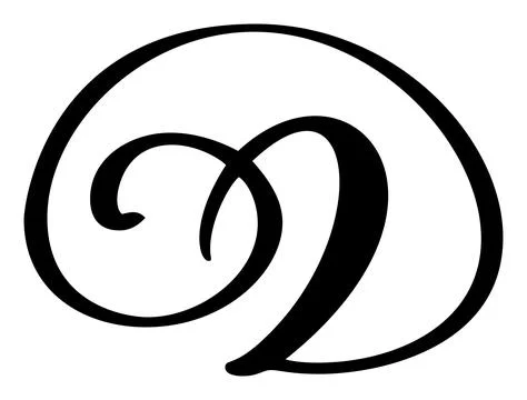 Vector calligraphy hand drawn letter D logo. Script font. Handwritten brush Illustrazione stock