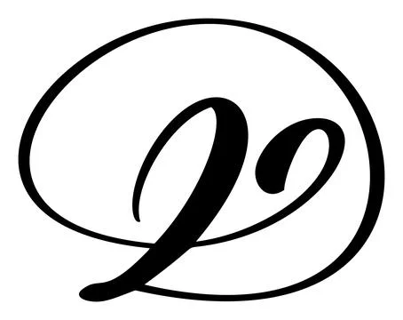 Vector calligraphy hand drawn letter D logo. Script font. Handwritten brush Illustrazione stock