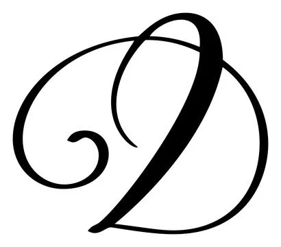Vector calligraphy hand drawn letter D. Script font logo icon. Handwritten brush Illustrazione stock