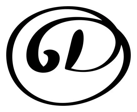 Vector calligraphy hand drawn letter D logo. Script font. Handwritten brush Illustrazione stock