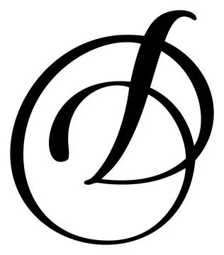 Vector calligraphy hand drawn letter D. Script font logo icon. Handwritten brush Illustrazione stock