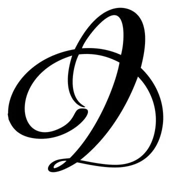 Vector calligraphy hand drawn letter D. Script font logo icon. Handwritten brush Illustrazione stock