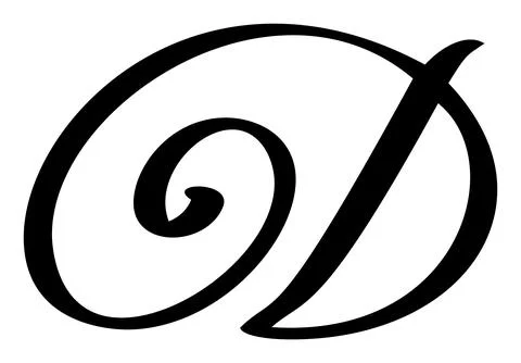 Vector calligraphy hand drawn letter D logo. Script font. Handwritten brush 스톡 일러스트