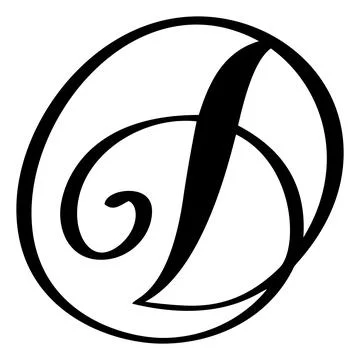 Vector calligraphy hand drawn letter D logo. Script font. Handwritten brush Illustrazione stock