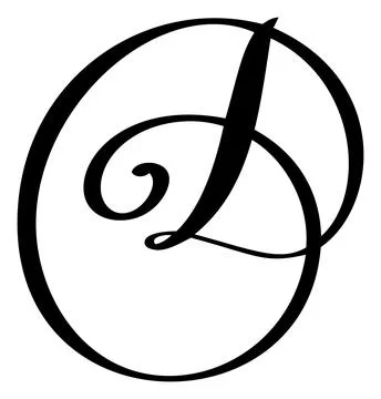 Vector calligraphy hand drawn letter D. Script font logo icon. Handwritten brush 스톡 일러스트