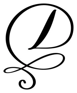 Vector calligraphy hand drawn letter D logo. Script font. Handwritten brush Stock Illustration