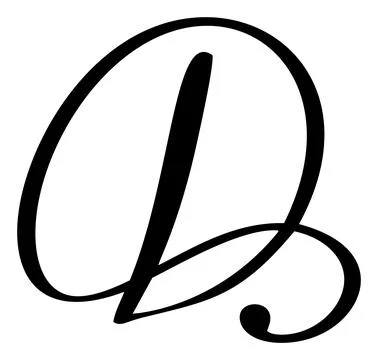 Vector calligraphy hand drawn letter D. Script font logo icon. Handwritten brush Illustrazione stock