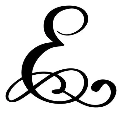 Vector calligraphy hand drawn letter E logo. Script font. Handwritten brush Illustrazione stock