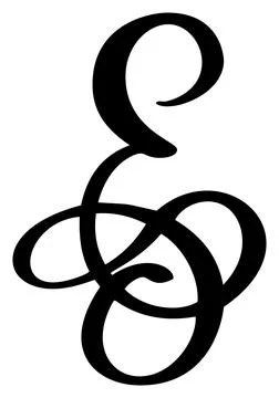 Vector calligraphy hand drawn letter E logo. Script font. Handwritten brush Stock Illustration