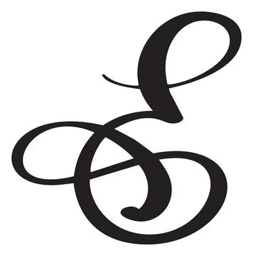 Vector calligraphy hand drawn letter E. Script font logo icon. Handwritten brush Illustrazione stock